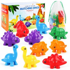 Matching Letters Fine Motor Skills Toy, 26 Pieces ABC Matching Dinosaur Alphabet Game, Preschool Educational Montessori Fine Motor Toy, Educational Colour Recognition Sorter, Educational Toy for 1-6