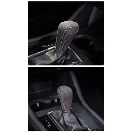 Onami Axela Shift Grip Cover for Mazda 3 Handle Gear Suede Laced Wear-Resistant Mazda3 AXELA BP Series PU/Synthetic Leather 1P [Leather Backing & Gray Stitch] MZD089-G