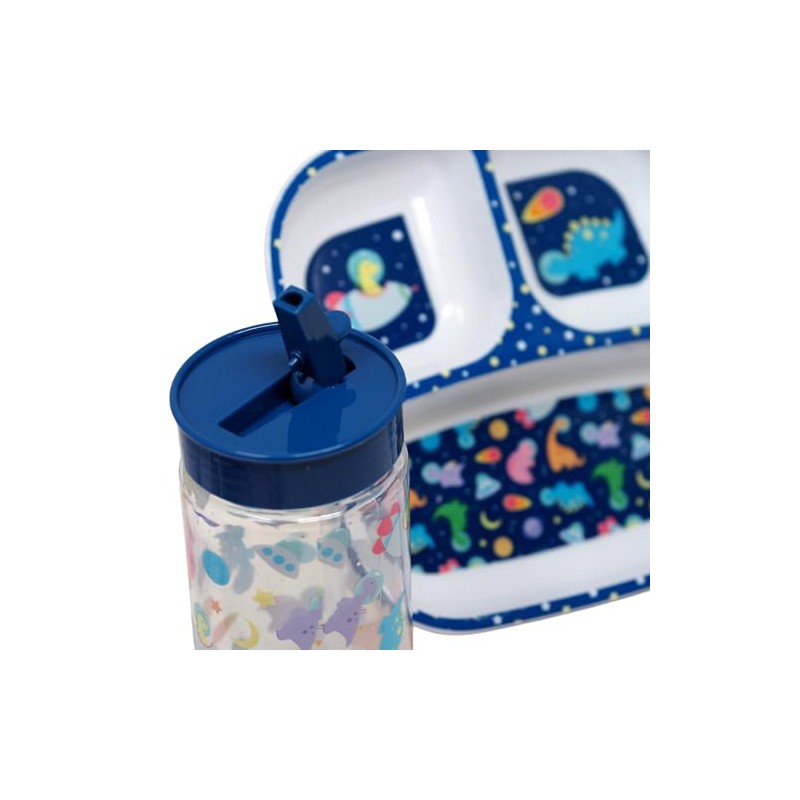 Kids Space & Dinosaur Dinnerware Set - Divided Plate Cup