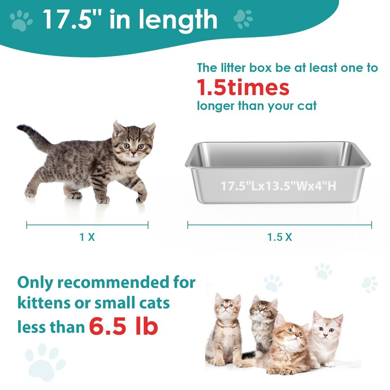 IKITCHEN Stainless Steel Cat Litter Box, Large Metal Litter Pan