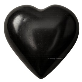 Amazing Gemstone Black Tourmaline Crystal Heart Palm Stone - Pocket Massage Worry Stone for Natural Body Chakra Balancing, Reiki Healing and Crystal Grid