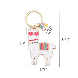 PHAETON 10PCS Cute Alpace Keychain with Heart Sunglasses, Colorful Flower Charm, White Enamel Design, Animal Keychain Animal Lover Gift Sheep Keyring