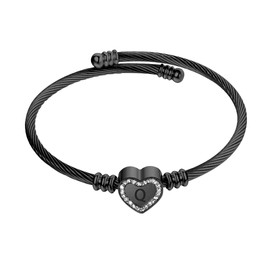 CLEPSIDRA® Pulseras de mujer personalizadas con inicial. Accesorios y regalos para mujer elegantes y resistentes. Joyeria de acero inoxidable con dijes para mujer A-Z. Brazalete ajustable. Gift, Jewelry (Ajustable, Q, NEGRO)