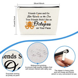 Friendship Makeup Bag Funny Best Friend Gift for Women Octopus Lover Gift for Sister Travel Cosmetic Bag Long Distance Friendship Gift Birthday Christmas Graduation Gift for Best Friends Bestie Sister