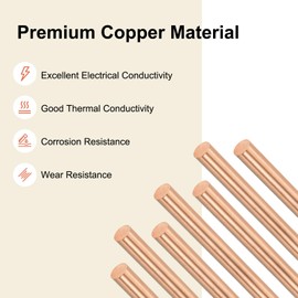 M METERXITY 2-Pack Copper Round Rod 6mm Dia. 9.84 Inch Length T2 Stock Solid Copper Rod Lathe Bar for Metal Crafts DIY/Gardening/Industry/Decoration Pure Tube