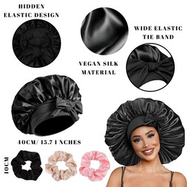 FENQURO Sleep Cap Silk for Night Hair Cap for Night for Women, Silk Bonnet, Silk Bonnet, Silk Bonnet, Silk Hood for Sleeping Bonnet Sleep Cap for Night