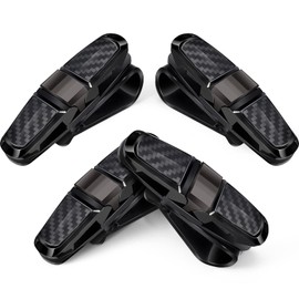 Boao 4 Pcs Sunglasses Holders for Car Sun Visor, Glasses Ticket Card Clip Mount Hanger, Double-Ends Clip 180 Degree Rotational Car Visor Accessories(Black)