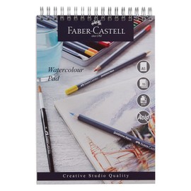Faber-Castell Creative Studio Watercolour Pad, A5, Acid Free Spiral Bound Paper, 190 GSM, 15 Sheets For Watercolour Paint, Pencils And Markers, Arts, Craft, Home And School