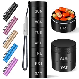 Aluminium Travel Pill Organizer,Weekly Metal Pill Case,Pill Holder, Moisture Proof Waterproof Daily Pill Box 7 Day, Large Pill Container to Hold Vitamins,Medication,Supplements【Black】