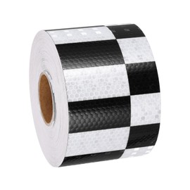 MECCANIXITY Reflective Tape, 3 Inch x 82 ft Self-Adhesive Trailer Reflector Tape Outdoor Warning Safety Sticker High Visibility Night Reflectors for Cars Trucks, Black White