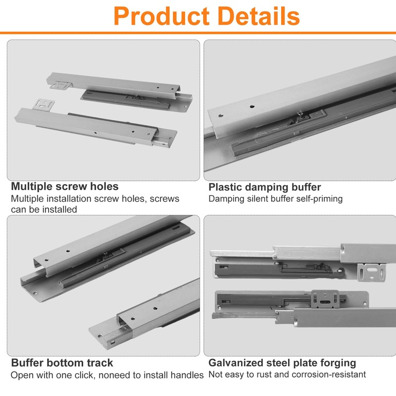 TMGSK Undermount Shelf Drawer Slide Soft Close Bottom Support Under