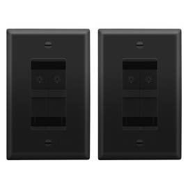 LIDER Combination Dual Dimmer Light Switch Control, 2 Sliding Light Controls, Single Pole, 400W CFL/LED, 600W Incandescent/Halogen, UL Listed, Wall Plate Included, Black, 2 Pcak