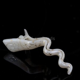 1 x Wave Hair Clip Mini in White Silk with Golden Thread Approx. 9 cm Long – Made in Germany WeLoveBeads