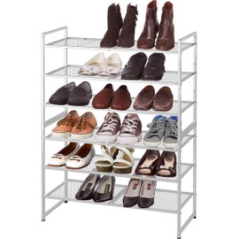 Simple Houseware 3-Tier Stackable Shoe Shelves Storage Utility Rack, Silver