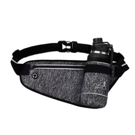 Fatiya Running Belt with Water Bottle Holder, Adjustable Running Pouch Belts for Women Men, Outdoor Fanny Pack Reflective, Waist Hydration Belt for Hiking Climbing Cycling (Black)