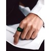 Bandmax Black Stainless Steel Emerald Ring Green Gemstone Ring Cubic