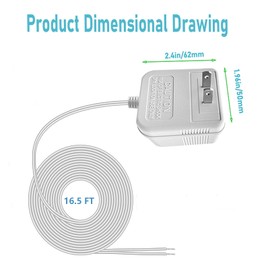 SHMDSO Doorbell Power Supply 24V Power Adapter 24V 500mA Video Doorbell Transformer, Compatible with Arlo Nest Wyze Eufy Ring Doorbell Adapter (16.5 feet White)