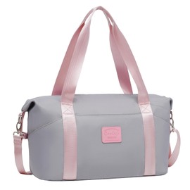 COOLIFE Cabin Bag Large Travel Bag Sports Bag 40 x 25 x 20 Ryanair Underseat Hand Luggage Overnight Weekend Hand Luggage for Women Waterproof Handbag for Sports & Travel, grey/pink, Travel Duffel Bag