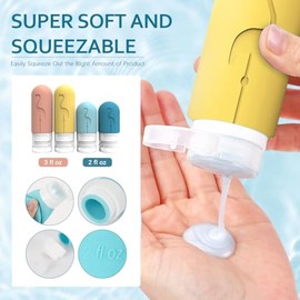 HASTHIP® Botellas de Viaje de Silicona Set 16 Piezas,Kit Reutilizable sin BPA Aprobado por TSA,Contenedores a Prueba Fugas para Champú,Loción Crema y 