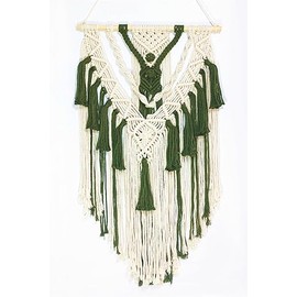 BMIDRUT Macrame Woven Wall Hanging Tapestry Boho Wall Art Handmade Macrame Tapestry for Wedding Bedroom Living Room Background Wall 17x30 Inch