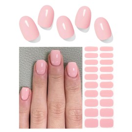 Semi Cured Gel Nail Strips, 20pcs Nude Pink Gel Nail Stickers UV for Home Nails DIY