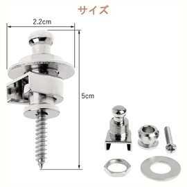 Samcos Metal Guitar Strap, Lock Pin, For Electric Guitar Bass, Anti-Slip, Drop Prevention, Easy Installation, Musical Instrument Strap Pins, Set of 4, Silver