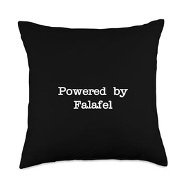 Falafel Hummus Lover Men & Women Sarcastic Humor Powered by Falafel Funny Middle East Food Minimalist Throw Pillow, 18x18, Multicolor