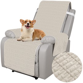 Foxdecor Recliner Chair Covers, Recliner Cover Non-Slip Chair Covers, Washable Recliner Couch Cover Furniture Protector, Cover for Recliner Chair with Elastic Straps. (Cream, 23" W)