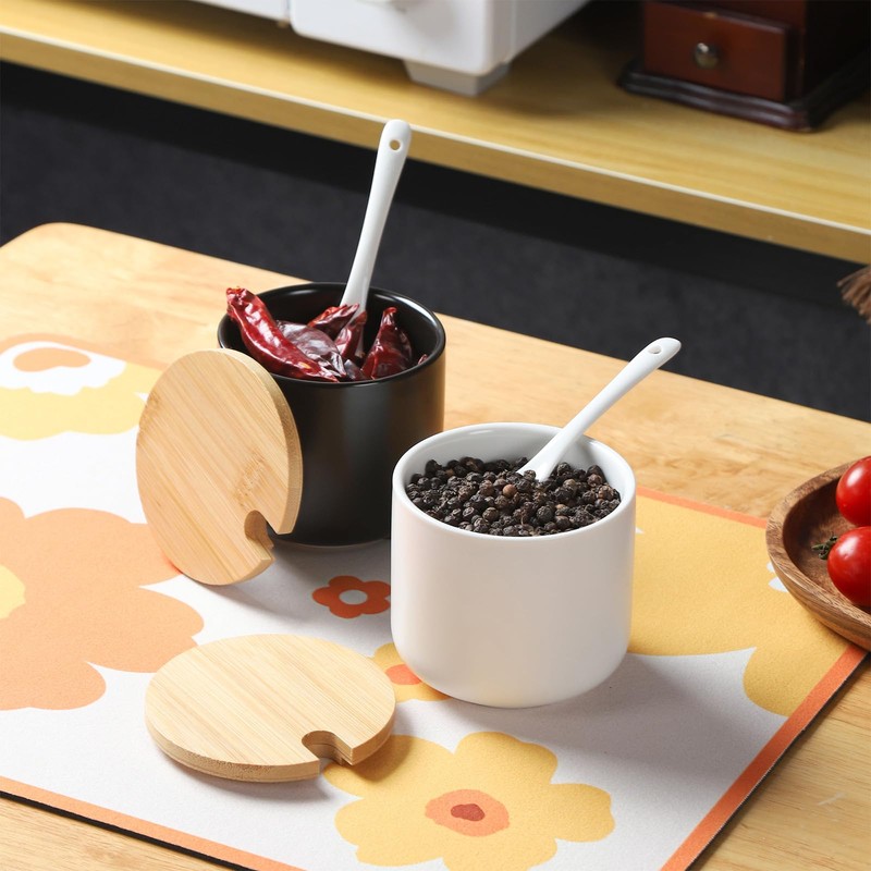 VanEnjoy Black Sugar Bowl with Lid 10oz Ceramic Sugar Bowl