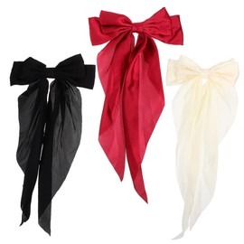 Beavorty 3sets Hair Clips for Women Big Bow Barrettes Long Tail Ribbon Hair Clamps Elegant Metal Barrettes 3pcs*3