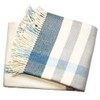 HomeRoots Plush Multi Blue Plaid Throw Blanket with Tassels