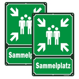 Collecting Point Sign, Aluminum Outdoor Sign, 20x30cm Collecting Point Sign with Pre-Drilled Hole for Easy Mounting, Pack of 2