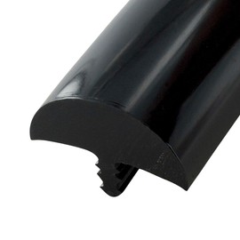 Outwater Plastic T Molding Tee Mldg 1-1/4" Glossy Black Flexible PVC Bumper Tee Moulding 25 Foot Coil Hobby Pack for Tables and Arcades
