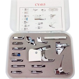YICBOR 15pc Domestic Sewing Machine Snap-On Presser Foot Walking Foot Kit for Brother, Singer, Babylock, Janome, Pfaff, Kenmore, Riccar, Necchi