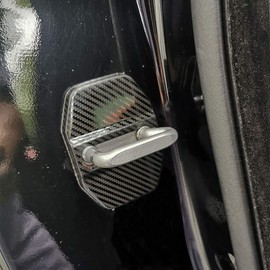 Crosselec Carbon Fiber look Door Lock Cover Buckle Protection Trim Decor For Dodge Charger 2015+ 2011-2021