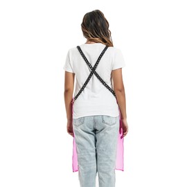 MIKI WELL Barber Hair Stylist Apron For Beauty Salon Waterproof with Adjustable Chains Work Clothes 22.8”W x 28.7”L (Pink)