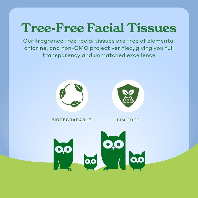 Caboo Tree Free Facial Tissue Paper, Tissue Box with 60