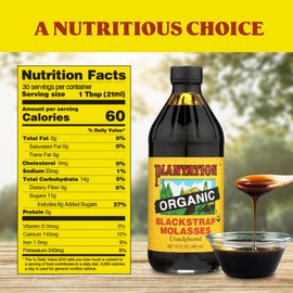 Molasses / Organic / Purs Plantation Organic Blackstrap Molasses, 15 oz Bottle (Unsulphured) 15 Fl Oz Set of 4