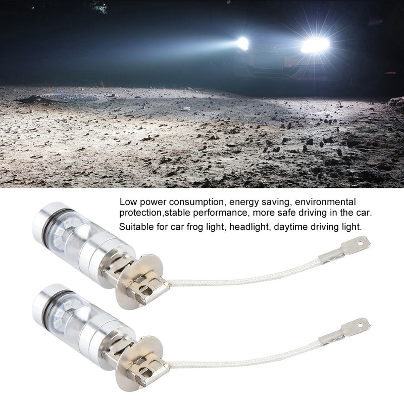 2x H3 6000K Blue 100W LED Headlight Bulbs Kit Fog