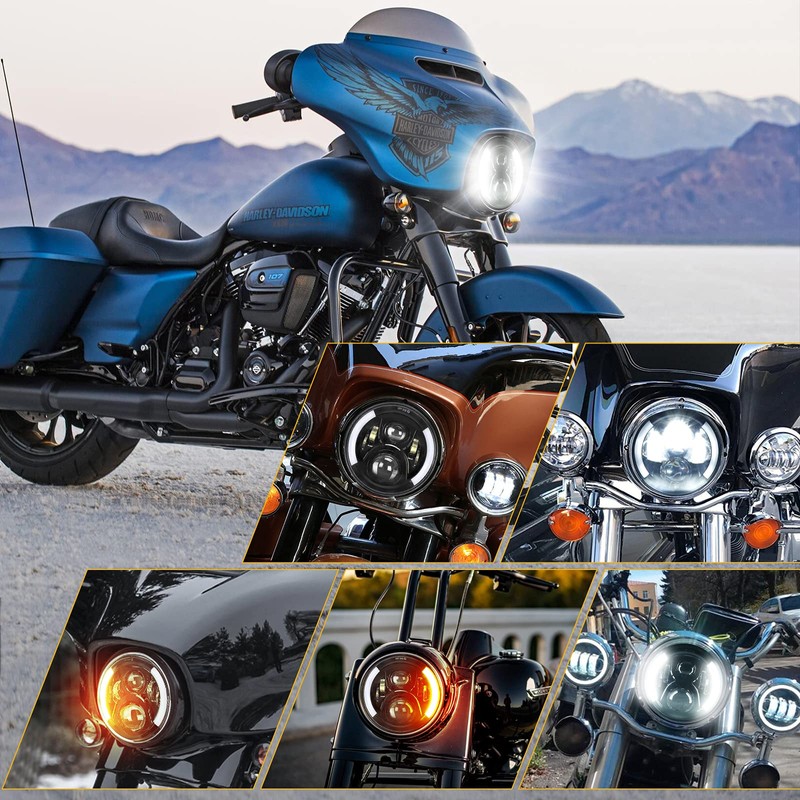 SUPAREE 7 Inch LED Motorcycle Headlight with Turn Signal: Black