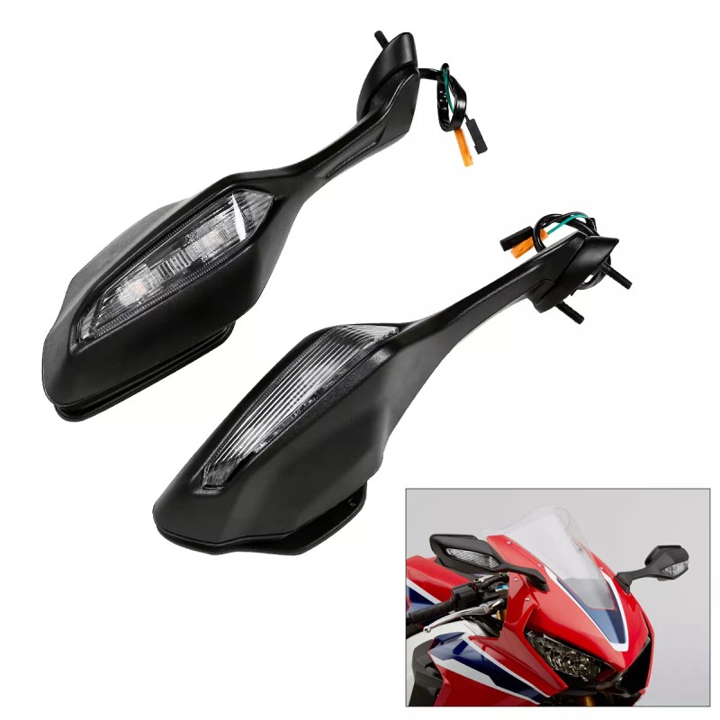 TCMT Rear View Mirrors LED Turn Signals Fit For Honda