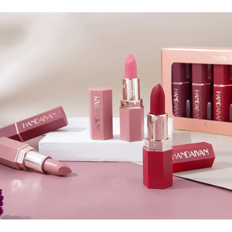 6 Colores De Lápiz Labial Mate De Terciopelo Líquido Mix