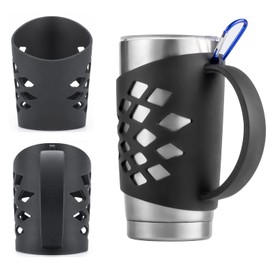 TRINENOX Silicone Sleeve Holder Grip for 20 oz Tumblers, Rambler Handler for 20 oz Tumbler Vacuum Insulated Coffee Mugs Silicone Grip Protective Sleeve Cover With Handle-Black