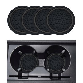 SCUARI 4PCS Car Coasters,Car Cup Coasters,Cars Coaster for Cup Holders,Cars Accessories Auto Cups Holder Coaster,2.75 Inch No-Slip Anti Dust mats Cups Holder Insert,Fits Vehicles (Black)