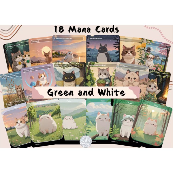 Green and White (GW) Mana Bundle, MTG Cute Custom Full