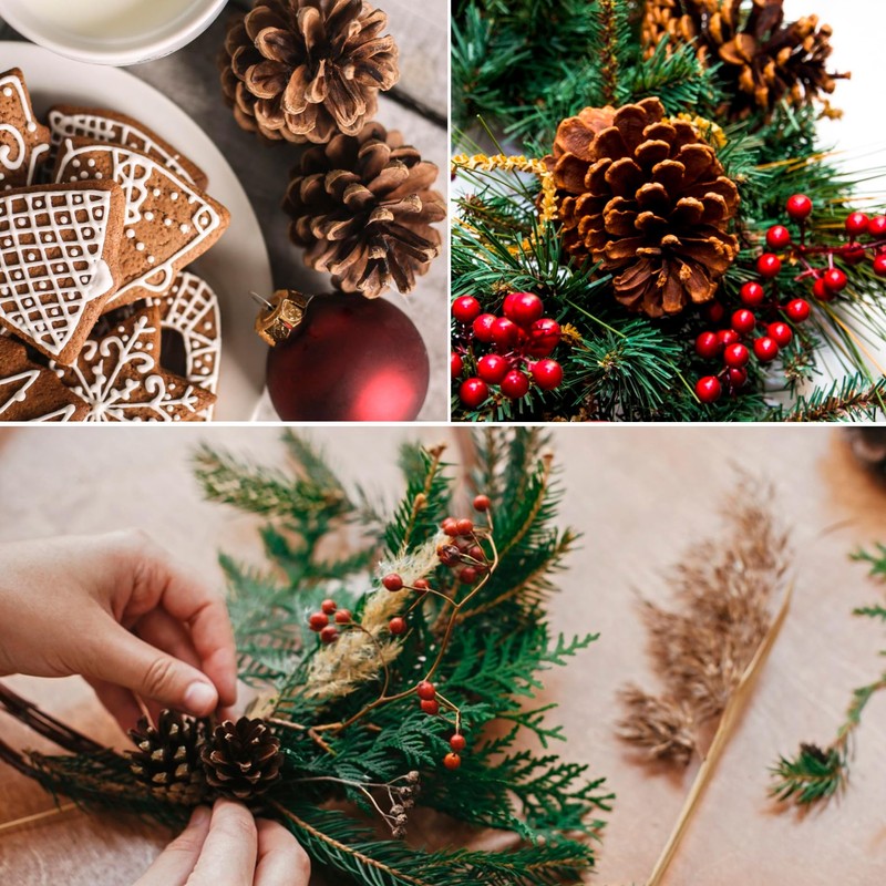 24 Pcs Christmas Pinecones Ornaments Natural Rustic Pine Cones Hanging
