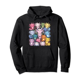 Axolotl Cute Axolotls Of The World Kawaii Children's Pullover Hoodie, black