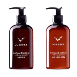 Odyssey Black Pepper & Sandalwood Hand Wash & Hand Lotion Set 2 x 300ml Bottles