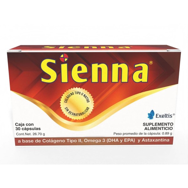 Sienna Suplemento Alimenticio a Base de Colgeno Tipo II, Omega