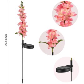 KAIOLED Solar Delphinium Flowers Lights Waterproof Color Lights Upgraded Solar Panel 2 Light Modes Solar Waterproof LED Solar Lights Outdoor for Yard Garden Lawn Pathway Decoration (2)